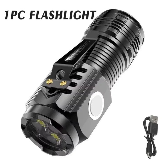3LED Strong Light Flashlight Rechargeable Multi functional for Long Range Portable Outdoor Home Mini Flashlight Cap Clip Light