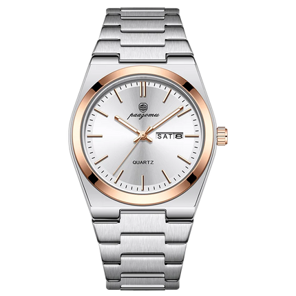 PAAZOMU Luxury Sport Quartz Man Wristwatch Waterproof Luminous Date Week Men Watches Stainless Steel Men's Watch Male Watch+box