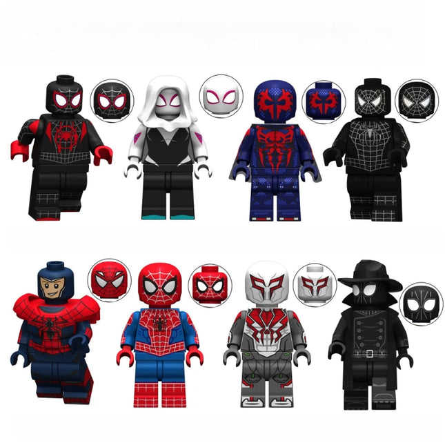 Hot Toys New Building Blocks Spider Man Series Peter Parker Spider-Gwen Spider-Man Noir Mini Robot Figure Bricks Assembling Doll