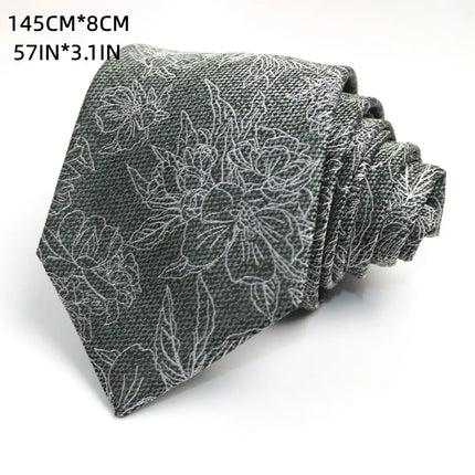 Green Deep Military Green Tie Floral Pattern Artistic Personality Student Uniform Tie Accessories Personality Trend Casual Daily