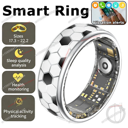 Smart Ring Vibration Alerts for Incoming Calls, Messages Heart Rate Monitor IP68 Waterproof Multi-sport Mode Smartring Man Women