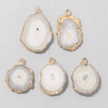 Fashion Irreguar Druzy Agat Pendant Natural Quartz Connector Charms For Jewelry Making  Necklace Bracelet Earrings DIY 2pcs/lot