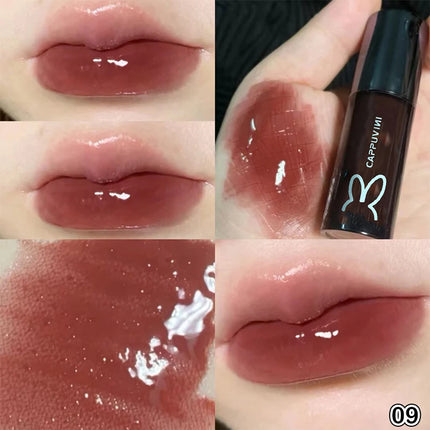 Cappuvini Water Glazed Mirror Lip Gloss Makeup Long Lasting Color Liquid Lipstick Crystal Jelly Moisturizing Lip Glaze Cosmetics