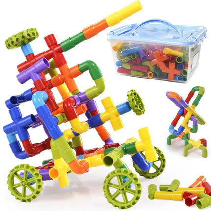 Children's Pipe Building Blocks Toy Assembly Plastic Water Pipe Educational Interactive Diy Toy For 3 Years Old Kindergarten
