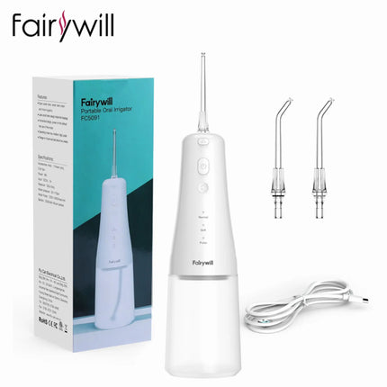 Fairywill Cordless Water Flosser 3 Modes And 2 Replaceable Nozzles 300Ml Detachable Water Tank Ipx7 Waterproof Oral Irrigator
