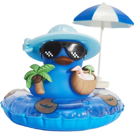 1pc Car Dashboard Ornaments Summer Yellow Duck Coconut Skateboard Hat Rubber Squeeze Duck Cute Car Decoration