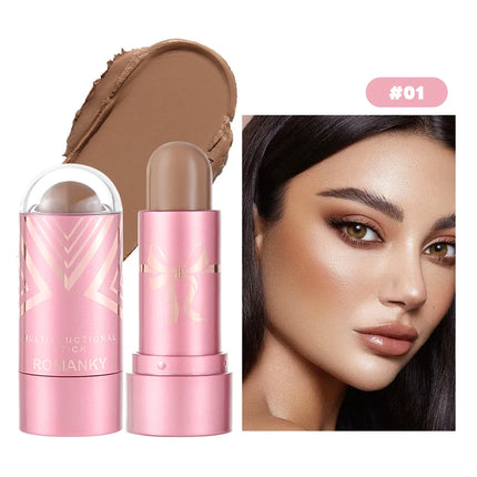Multi-functional shadow contour stick, concealer, highlighter for facial brightening, natural makeup effect, mixed colors, enhan