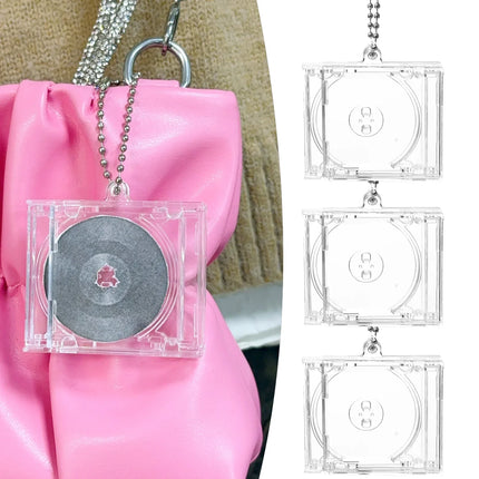 1/50pcs Clear Peripheral Commemorative Album Blank Mini CD Case Pendant For DIY Keychains Backpack Hanging Decoration Keyrings