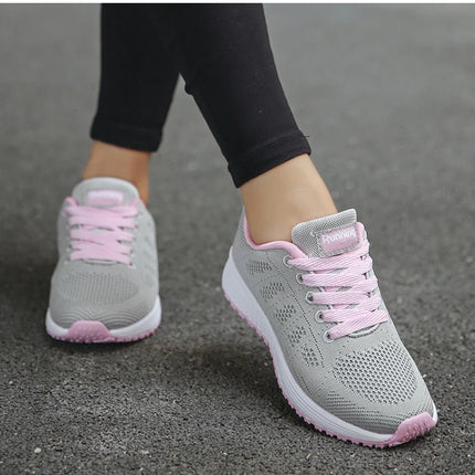 Women's Sneaker 2025 New Fashion Breathable Trainers Comfortable Sneakers Mesh Fabric Lace Up Women's Tennis Shoes For Women