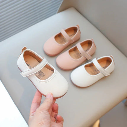 Girls Simple Leather Flat Shoes Fashion Princess Sweet Kids Flats Children Mary Janes for Wedding Party Classic Style Elegant