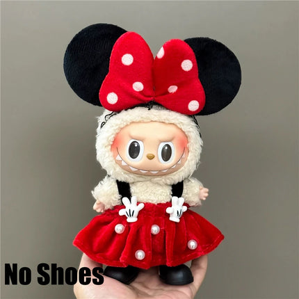 For Labubu Doll 15 17cm Outfit Clothing Cartoon Disney Mickey Minnie Mouse Zootopia Judy and Nick Stitch Goofy Cosplay Clothes ﻿