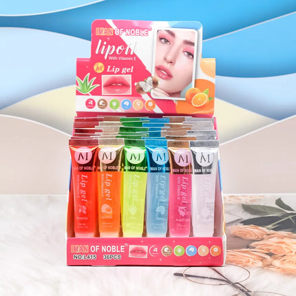 6/12Pcs Fruity Watery Glossy Lip Gloss Set VE, Rosehip, Argan, Mint, Aloe, Coconut Flavor Clear Lip Oil Moisturizing Lip Plumpin