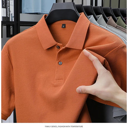 Men's 100% Cotton Polo Shirt - Summer Casual Breathable Tee, 19 Colors, Ideal for Golf and Sports, Business Casual, Silk-Like Finish
