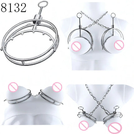 QKKQ Stainless Steel Chest Clamp And Restrain Breast Bondage Nipple Stimulation Pleasure BDSM Sex Toys For Women Men Adult Toy