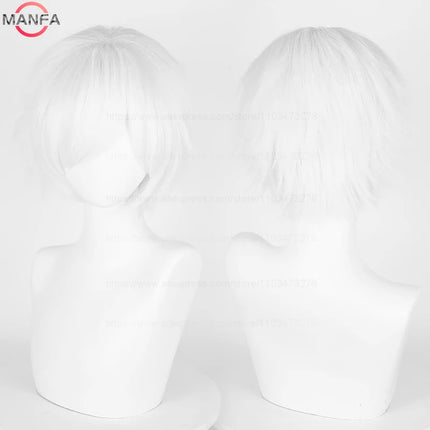 Anime 30cm Short Straight Cosplay Wig Black White Green Brown Purple Blue Gray Red Gold Man Women Heat Resistant Synthetic Hair