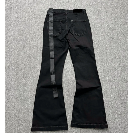 High Street RO Style Denim Pants Men's 24SS Basic Elastic Black Ribbon Loose Flared Streetwear Casual Jeans Pants Men Clothing