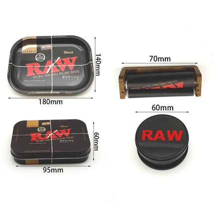 18x14cm Metal Rolling Tray with Manual Herb Grinder Built-in Tobacco Storage Box And Handheld rolling papers machine