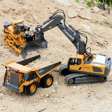 4WD Remote Control Excavator Toy 2.4GHz RC Construction Vehicle Dump Truck Bulldozer Crawler Engineering Car Best for Kids Gifts