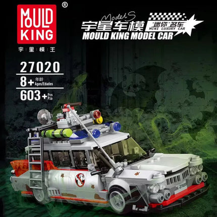 636PCS MOULD KING 27020 10021S Mini Ghost Bus Model ECTO-1 Technical Car Model Toys Assembly Building Block Kit Brick Kids Gifts