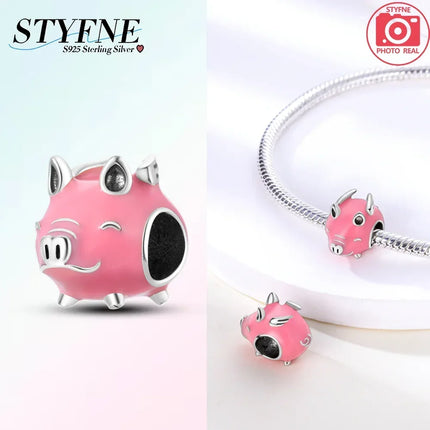 925 Silver Animal Series Snail Lamb Fox Chicken Duck Beaded Pendants Fit Bracelets Necklaces Fine Jewelry Making Gifts