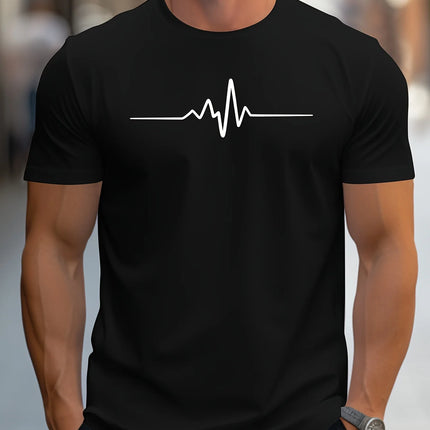 Men's  Polyester Summer Loose Size Creative Graphic Printed Slim Fit Casual Sports Round Neck Short Sleeved T-shirt Top