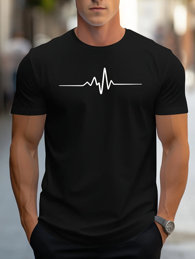 Men's  Polyester Summer Loose Size Creative Graphic Printed Slim Fit Casual Sports Round Neck Short Sleeved T-shirt Top