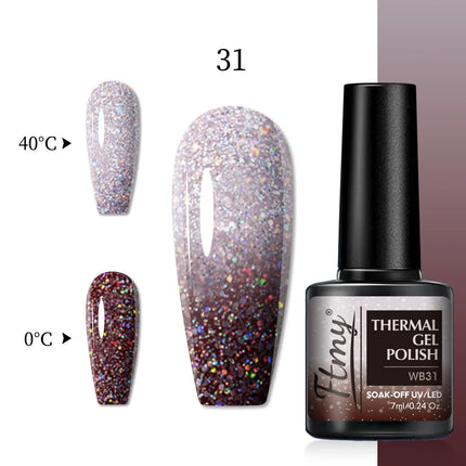 Halloween Theme Glitter Heat Nail Polish, Temperature Changing Color Removable UV LED Glitter Gel Polish, Mood Changing Nail Pol