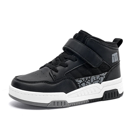 Classic Fashion Children Shoes Boys Leather Sneaker High Top Skater Basketball Shoes Luxury Sports Sneaker for Boy