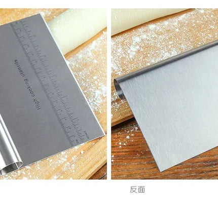 Stainless Steel Pastry Spatulas Cutter With Scale Pizza Dough Scraper Fondant Cake Decoration Tools Baking Kitchen Accessories