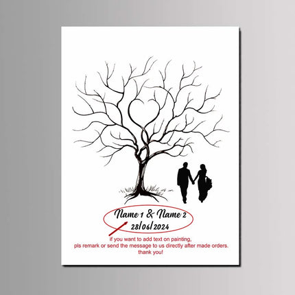 Engagement Events Party Favor Wedding Tree Canvas Painting Guest Fingerprint Signature Book Customized Lover Anniversary Gift