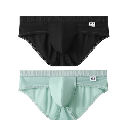 Men's Ice Silk Seamless Briefs Ultra-Thin Breathable Underwear with Sexy U Convex Pouch Mid-Waist Comfortable Summer Shorts