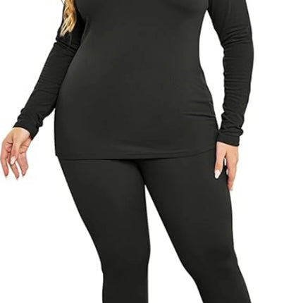 Women’s Plus Size Thermal Long Johns Sets Fleece Lined 2 Pcs Underwear Top & Bottom Pajama Set  2X 3X 4X