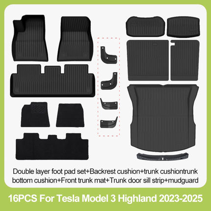 BYTON Floor Mats Compatible Custom Fit Floor Liners for 2023-2026 Tesla Model 3 Highland All Weather Protection car mats