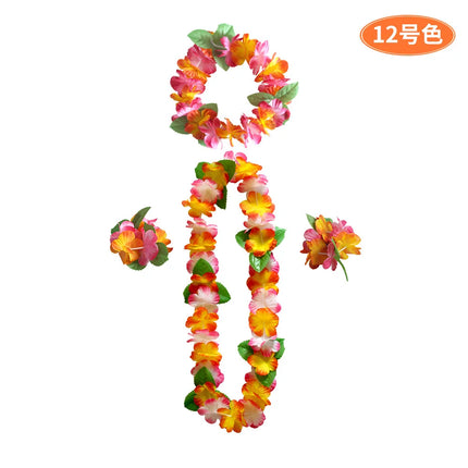 4pcs/lot Hawaiian Leis Garland Artificial Necklace Flowers Leis Party Supplies DIY Beach Fun wreath
