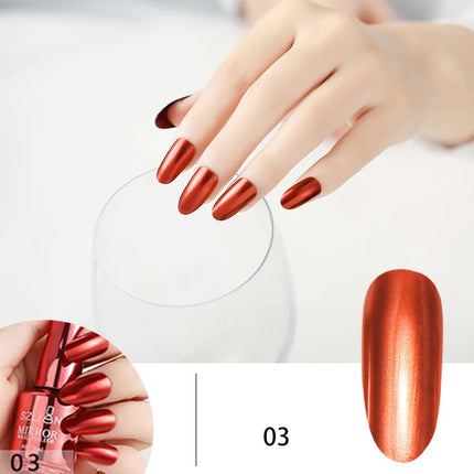 12 Colors Mirror Polish Long-lasting Quick-drying Metallic Silver Purple Rose Gold Nail Polish, Non-Peeling Nail Gel Varnish