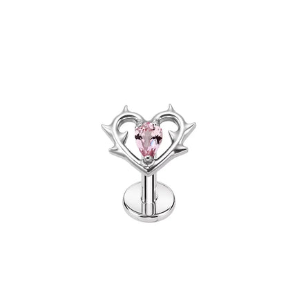High-Quality F136 Titanium Alloy Pink Zirconia Stud Earring Set Fashionable Cartilage and Lip Piercing Jewelry for Men and Women