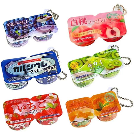 Sturdy Plastic Yogurt Themed Stress Reliever Keychain Charm Pendant for Adults and Kids Daily Hanging Solution