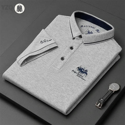 Men's Embroidered Casual Fashion Short Sleeved POLO Shirt Summer Comfortable Top
