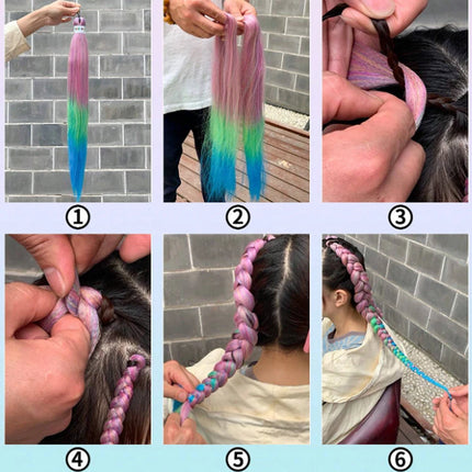 Synthetic Jumbo Braids DIY Ponytail 2Packs Long Purple Braiding Hair Pre Stretched Purple Stage Party Halloween Costume Cosplay