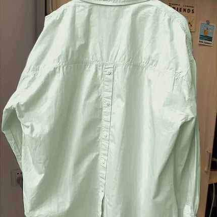 Blue Long Sleeve Shirt Jacket Women Spring Summer Thin French Open Front Blouse Early Autumn Top