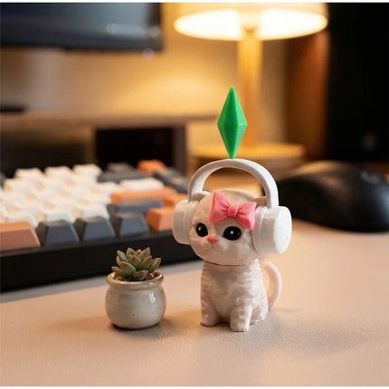 The Sims Cat Dancing Cat Car Ornament Creative Cute Kitten Mini Earphone Cat Model Home Desktop Decor  Automotive Interior Gift
