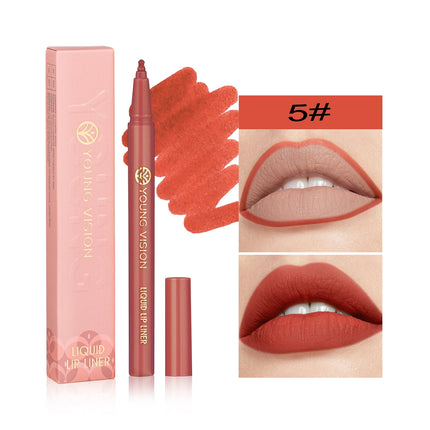 Waterproof Liquid Lip Liner, Gourd Shape Sponge Applicator for Precise Outline - Matte Long-Lasting Lip Contour Pen, Lip Tint