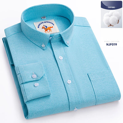 Plus Size 5XL 100% Cotton Oxford Long Sleeve Shirts for Men Slim Fit Formal Plain Shirt Striped Tops Office White Business Cloth