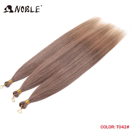 Noble Hair Ariel Straight Pony Hair Bundles Crochet Braids Hair Synthetic Braiding Hair Ombre Brown Soft Crochet Hair Extensions