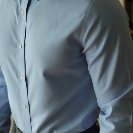 Men's long-sleeved shirt: casual, simple, high-quality, wrinkle-free, slim fit, business formal, all-season collection