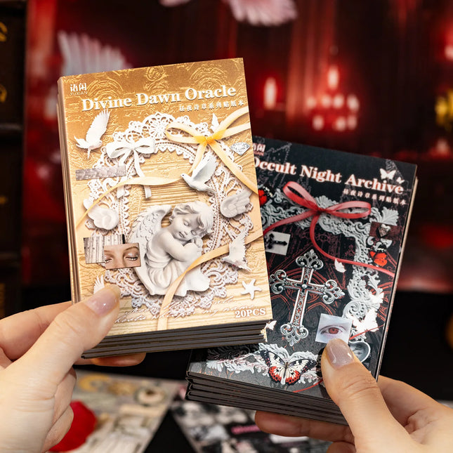 20pcs Retro Gothic style Sticker Book, Day and Night Poetry Collection, Handbooks, Notebooks, Decorative Stickers