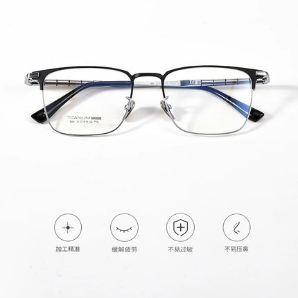 ZIROSAT 9009T Optical Glasses Pure Titanium Full-rim Frame Prescription Eyeglasses Rx Men Glasses for Male Eyewear