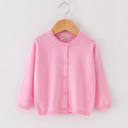 1 to 9 Years Children's Sweater Spring Autumn Girl Long Sleeve Yellow White Sweater Knit Jacket Korean Style Kid's Cardigan Top