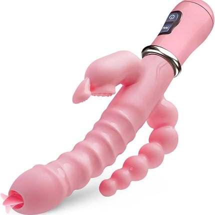 Rabbit Vibrator for Women G Spot Clit Stimulator Dildo Tongue Licking Vagin Nipple Massager Male Anal Butt Plug Adult Sex Toys