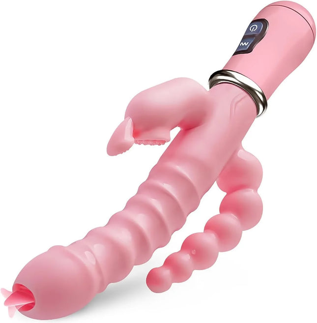 Rabbit Vibrator for Women G Spot Clit Stimulator Dildo Tongue Licking Vagin Nipple Massager Male Anal Butt Plug Adult Sex Toys